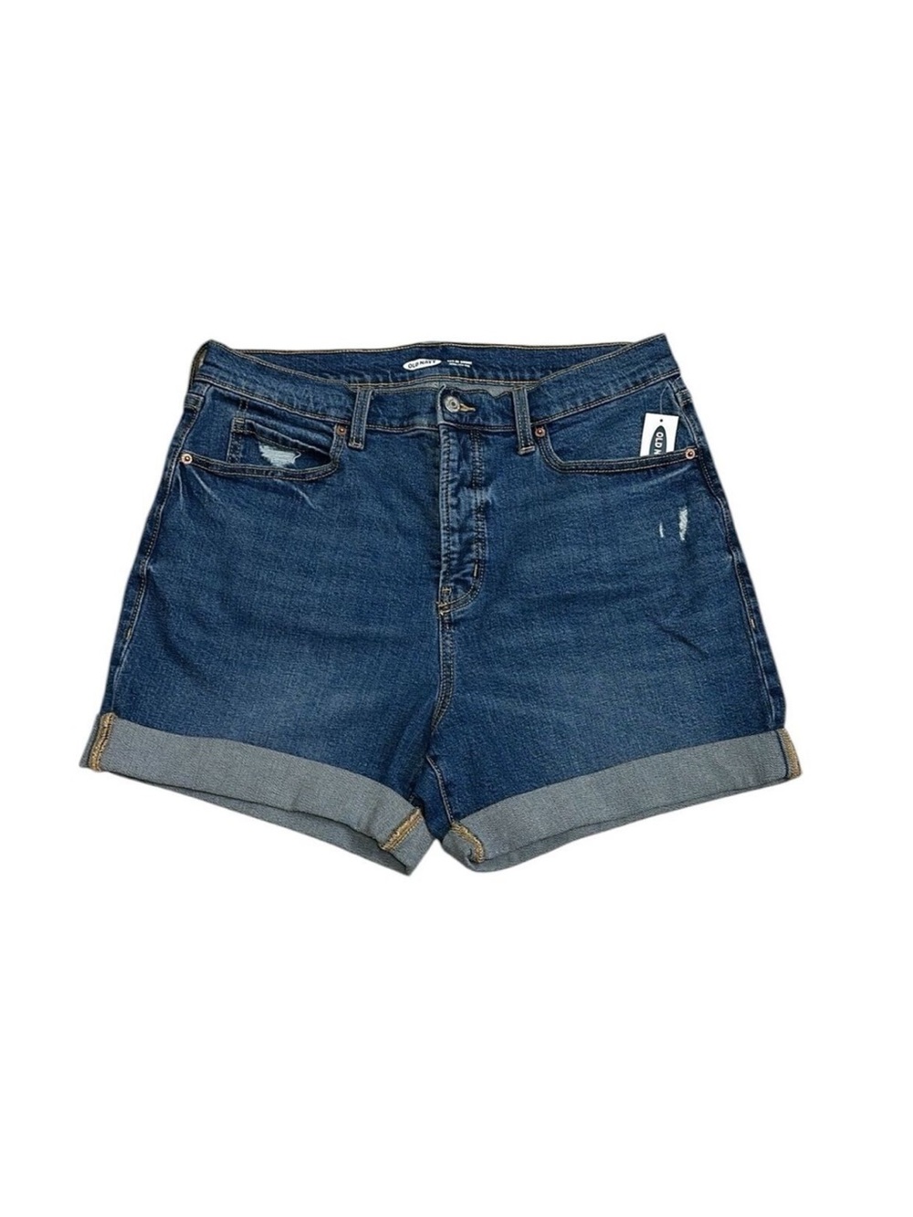 Old Navy Sky High Button Fly Cuffed Jean Short Size 14 NEW 5” Inseam
